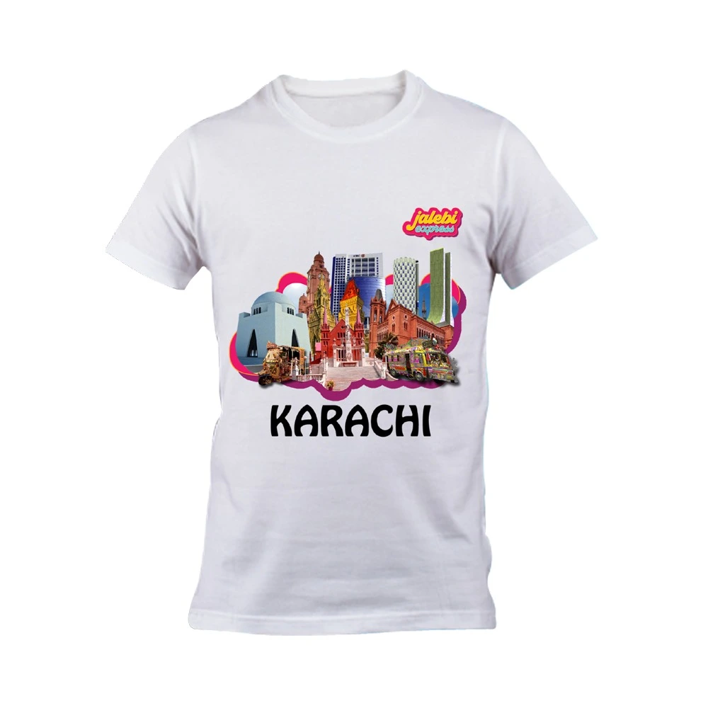 JALEBI KARACHI  T-SHIRT ROUND NECK HALF SLEEVES (WHITE)