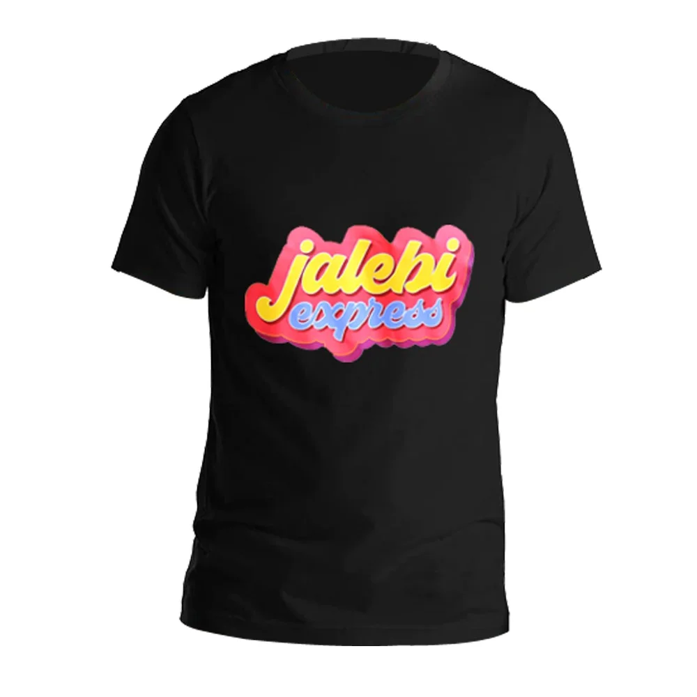 JALEBI LOGO T-SHIRT ROUND NECK HALF SLEEVES (BLACK)