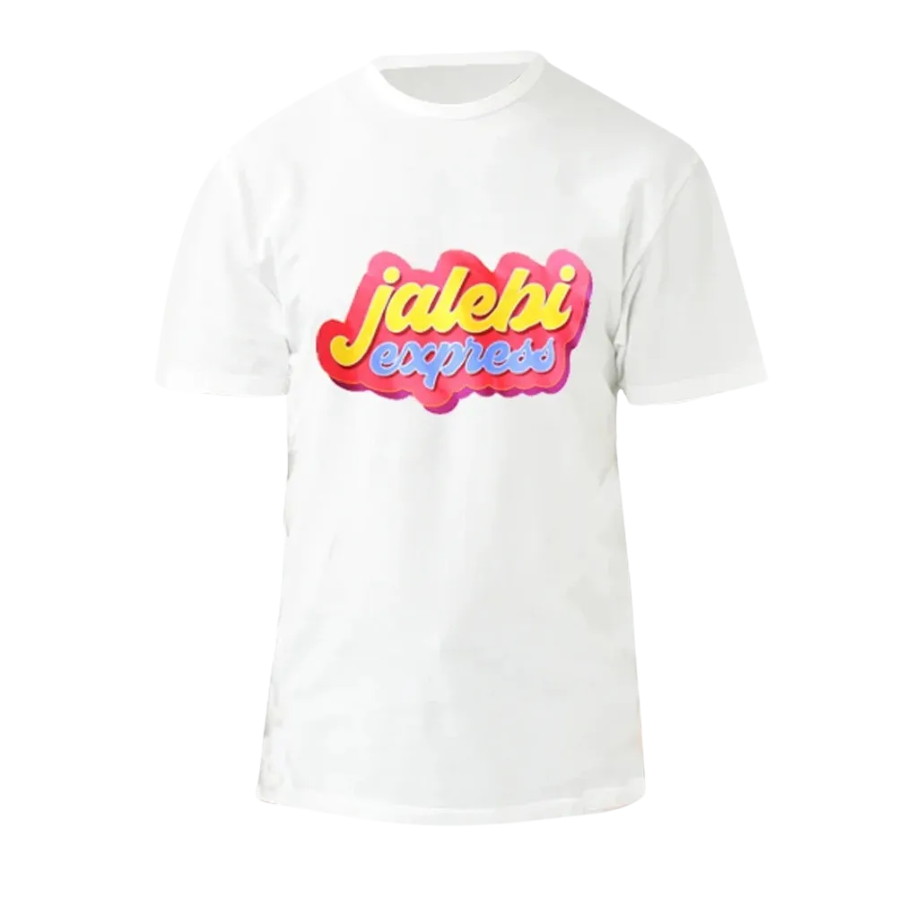 JALEBI LOGO T-SHIRT ROUND NECK HALF SLEEVES (WHITE)